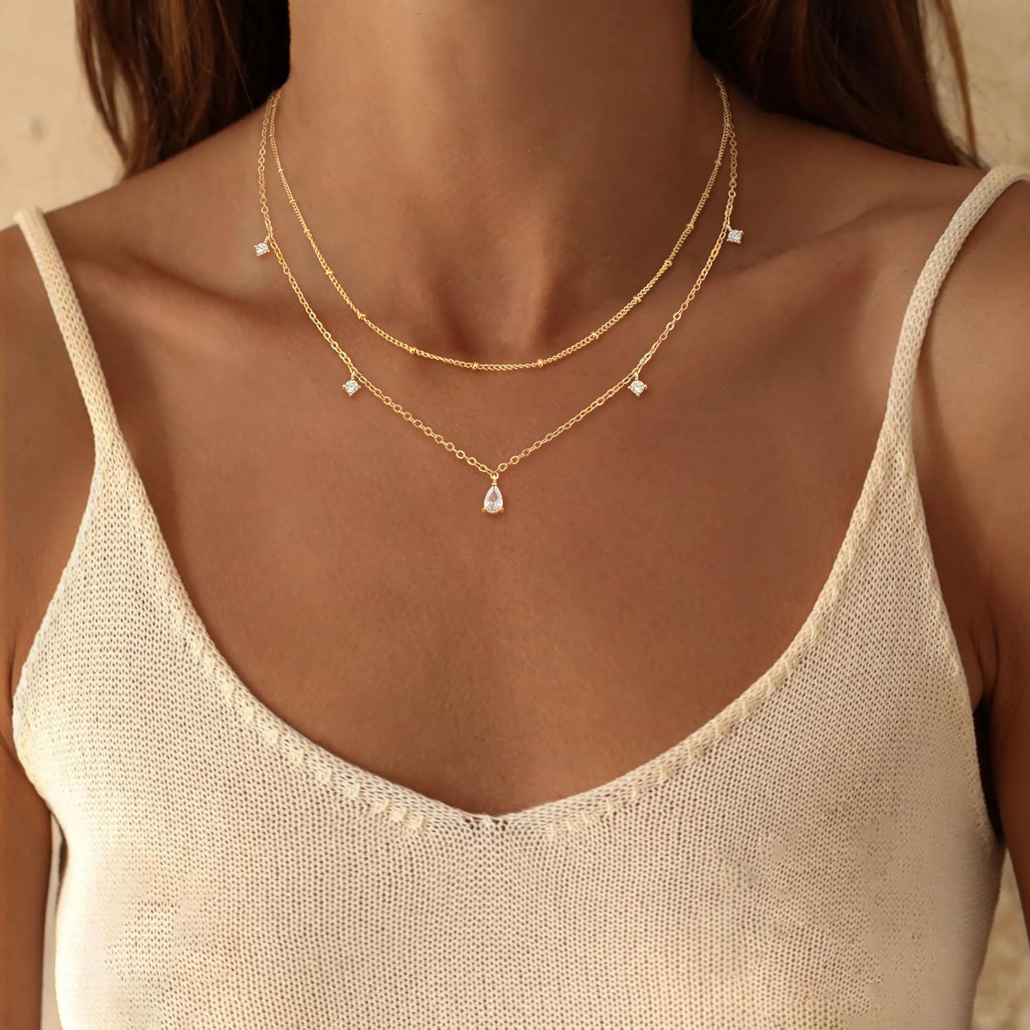 Layered Necklaces For Women,Dainty Gold Plated Necklace Stack Prom Layering Necklaces For Women Trendy Chain Cross Choker Necklace Set Fashion Accessories