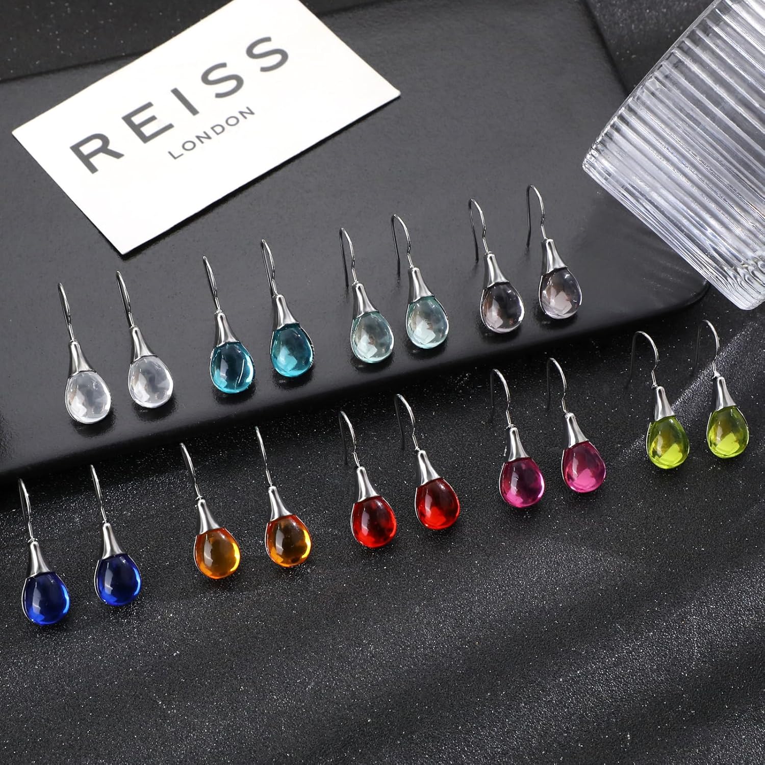 Ritach Teardrop Earrings for Women Trendy Sterling Silver Hypoallergenic Crystal Dangle Drop Earrings Set for Jewelry