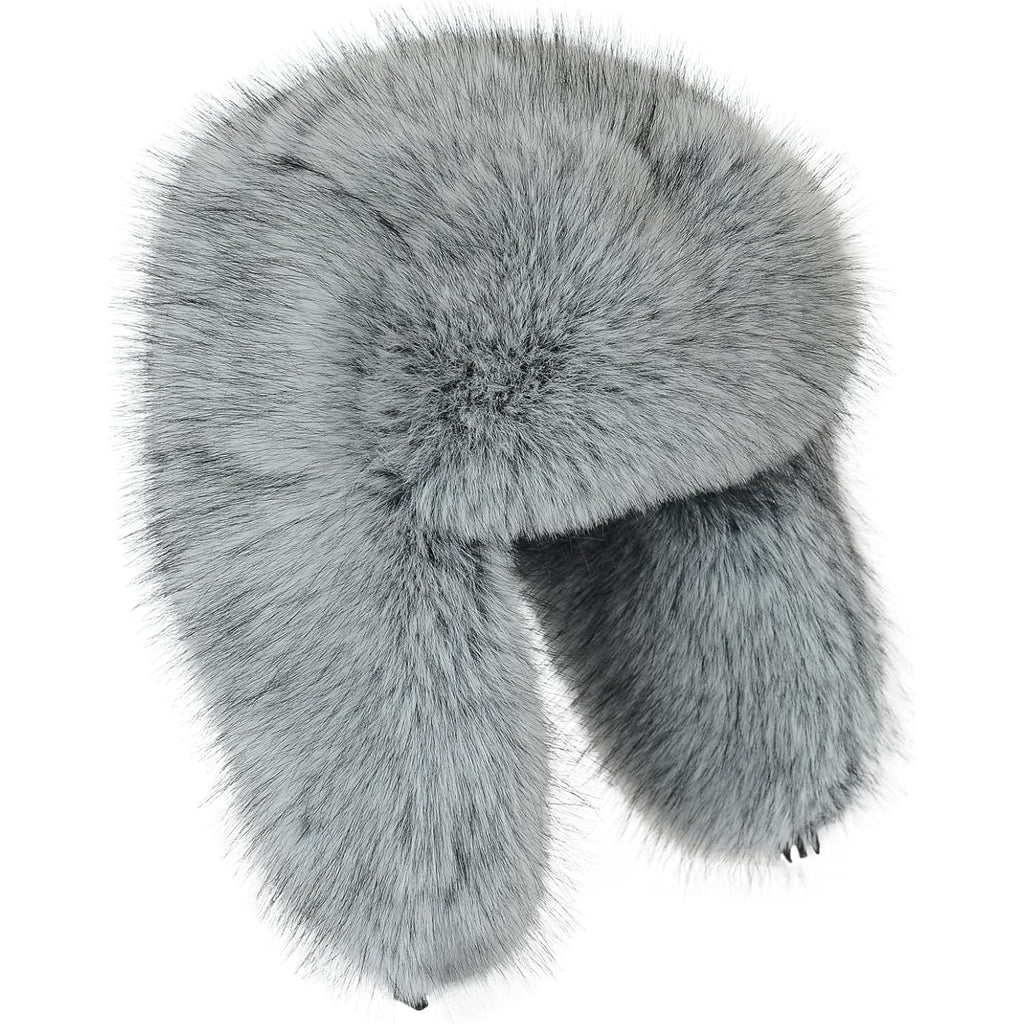 Faux Fur Russian Hat,Furry Warm Winter Trapper Hat with Earmuffs for Men and Women