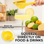Zulay Kitchen Metal Lemon Squeezer - Handheld Lemon Juicer Squeezer - Easy To Use Citrus Juicer - Manual Press For Extracting The Most Juice Possible - Extracts Every Last Drop