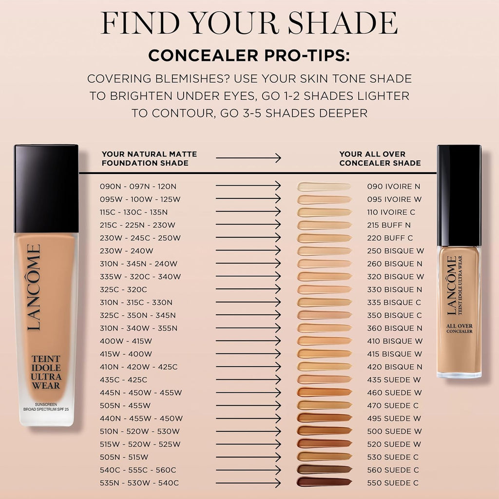Lancôme Teint Idole Ultra Wear Natural Matte Foundation- Longwear, Medium-Full Coverage, Natural Finish, Waterproof & Hydrating Formula