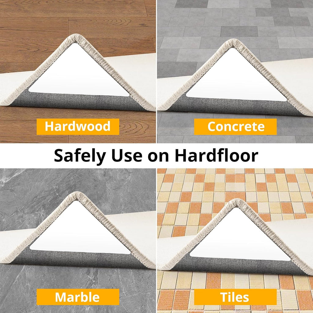 Daisyhome 12 PCS Rug Tape, Rug Pad Gripper for Hardwood Floors, Double Sided Adhesive Carpet Tape, Reusable Anti Slip Rug Grips for Area Rugs to Keep Rugs in Place
