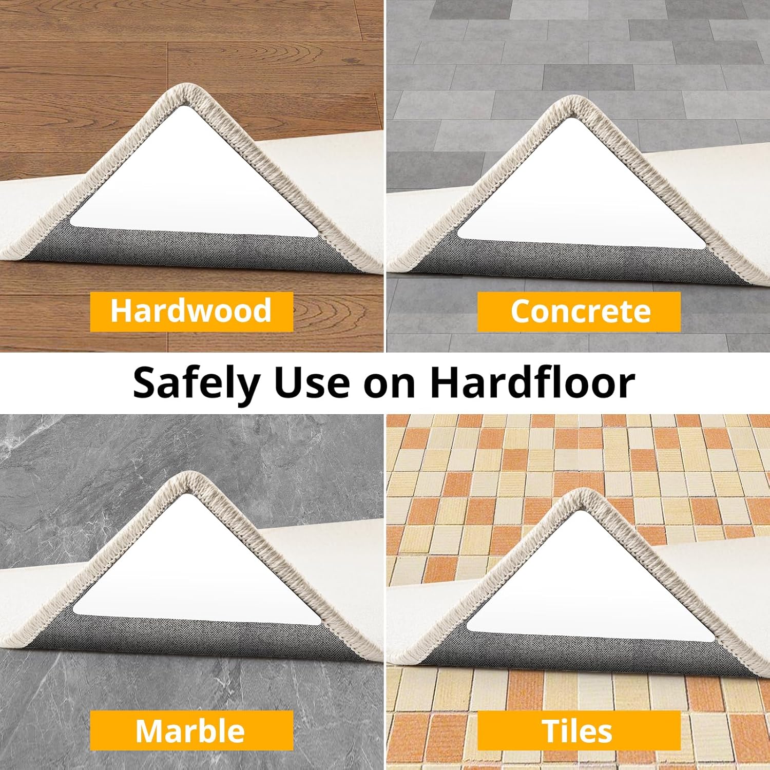 Daisyhome 12 PCS Rug Tape, Rug Pad Gripper for Hardwood Floors, Double Sided Adhesive Carpet Tape, Reusable Anti Slip Rug Grips for Area Rugs to Keep Rugs in Place