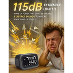 Super Loud Alarm Clock: 115Db Dual Alarms And 6 Alarm Sounds For Heavy Sleepers - Adult Shift Workers In Bedroom Or Daily Wake-Up Use - Gray