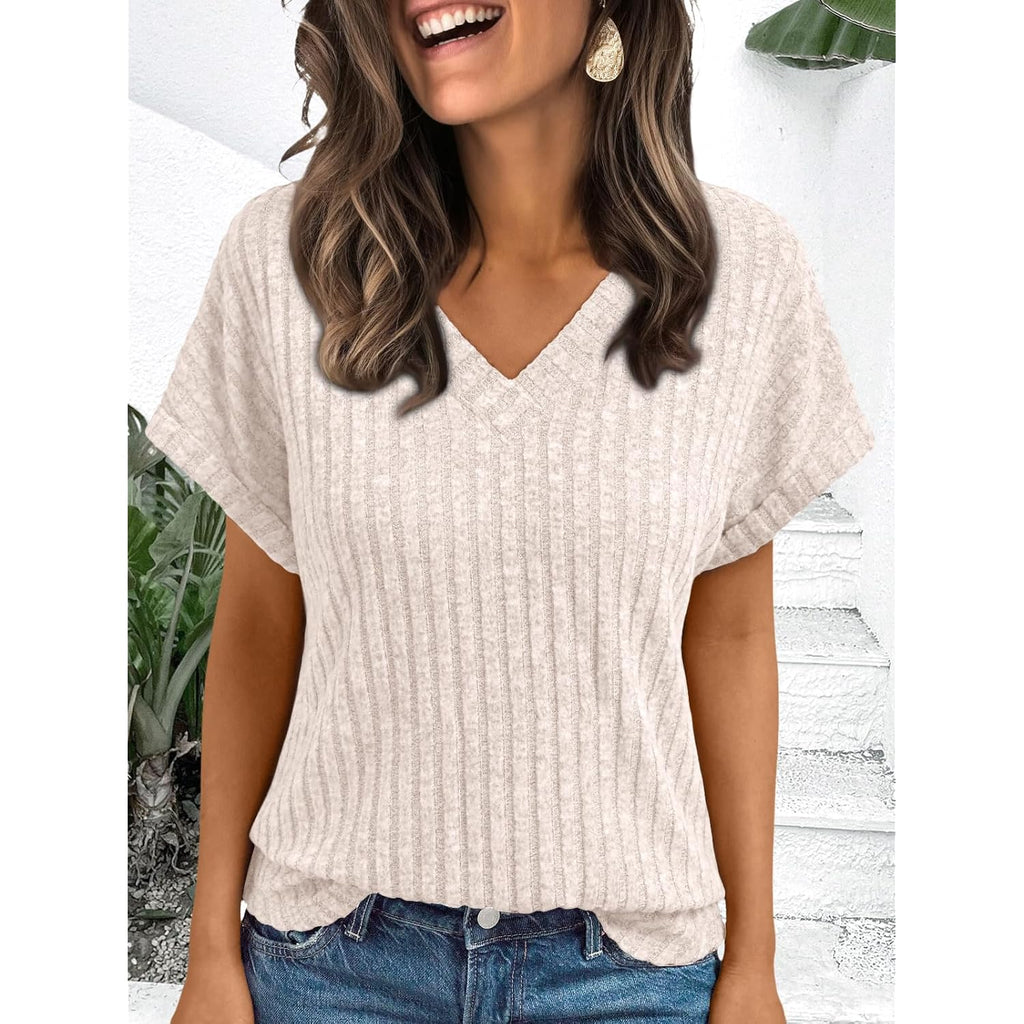 Automet Womens Short Sleeve Sweaters 2026 V Neck Cute Summer Tops