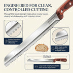 Albert&Grace 10.5-Inch Serrated Bread Knife with Full-Length Sheath – Ultra Sharp, Low-Crumb Slicing for Sourdough, Homemade Bread & Bagels