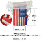 100 Countries String Flag,95Ft International Flags Bunting Banner,World Flag For Theme Party,Bars,School,Garden,Sports Game Events,Grand Opening,Classroom,Sports Clubs