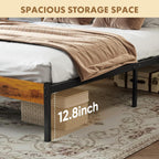OLIXIS Full Size Bed Frame with Headboard, 800LBS Mattress Foundation with All Sturdy Metal Support, Under Bed Storage, No Box Spring Needed, Easy Assembly, Rust Brown