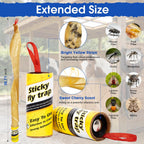16 Pack Fly Strips Indoor Hanging Fly Trap Outdoor Sticky With Pins | Gnat Traps Fly Paper Tape Catcher Ribbon For Winged Insect & Mosquito For Orchard Farm Garage Kitchen
