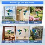 2 Packs Hummingbird Stained Glass Window Hanging Suncatchers - 6 Inch Handmade Real Glass With Copper Foil Edges, Bird Safe Gifts For Women Mom Grandma Bird Lovers(Suction Hooks Included)