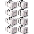 Supports 200Lbs Heavy Duty Moving Bags - Strong Zipper & Wrap-Around Handles - Water-Resistant Storage Totes, Durable Alternative To Moving Boxes - 8 Pack - Semi-Transparent