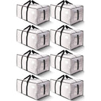 Supports 200Lbs Heavy Duty Moving Bags - Strong Zipper & Wrap-Around Handles - Water-Resistant Storage Totes, Durable Alternative To Moving Boxes - 8 Pack - Semi-Transparent