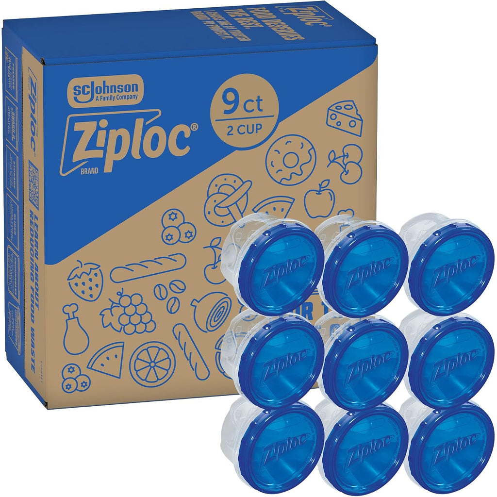 Ziploc Twist N Loc Food Storage Containers, Leak Resistant Design, Small Round, 9 Count