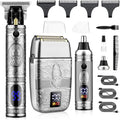 Professional Hair Trimmer Hair Clippers For Men, Nose Hair Trimmer Shaver Set,Cordless T-Blade Beard Trimmer Barber Clippers,Electric Razor Foil Shavers For Men Haircut Grooming Kit(Silver)