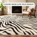 5×7 Ft Area Rugs For Living Room: Modern Washable Rug - Abstract Black And Cream White Rug For Bedroom Dining Room Office Playroom Nursery Home Decor - Nonslip Non-Shedding Striped Rugs