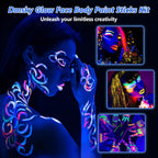 12 Pack Glow Face Body Paint,Neon Body Paint Sticks,Glow In The Dark Paint Under Uv Black Light,Makeup Face Painting Kit Professional Party Supplies For Halloween,Christmas,Birthday Party