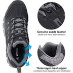 Ol Outjet Legend Men'S Waterproof Hiking Shoes Leather Comfortable Lightweight Anti-Slip Outdoor Walking Work Sneakers