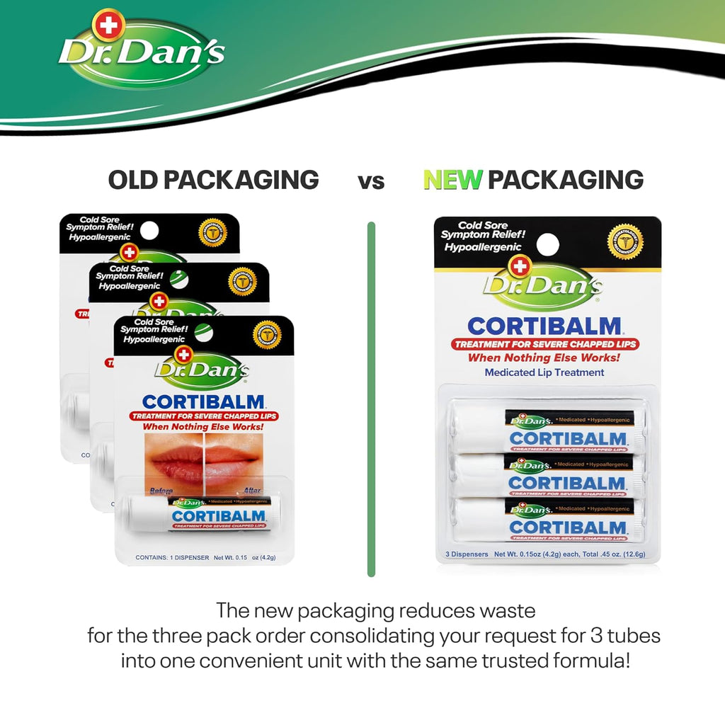 Dr. Dans CortiBalm Lip Balm Patented Formula 0.14 Ounces (3-Pack)
