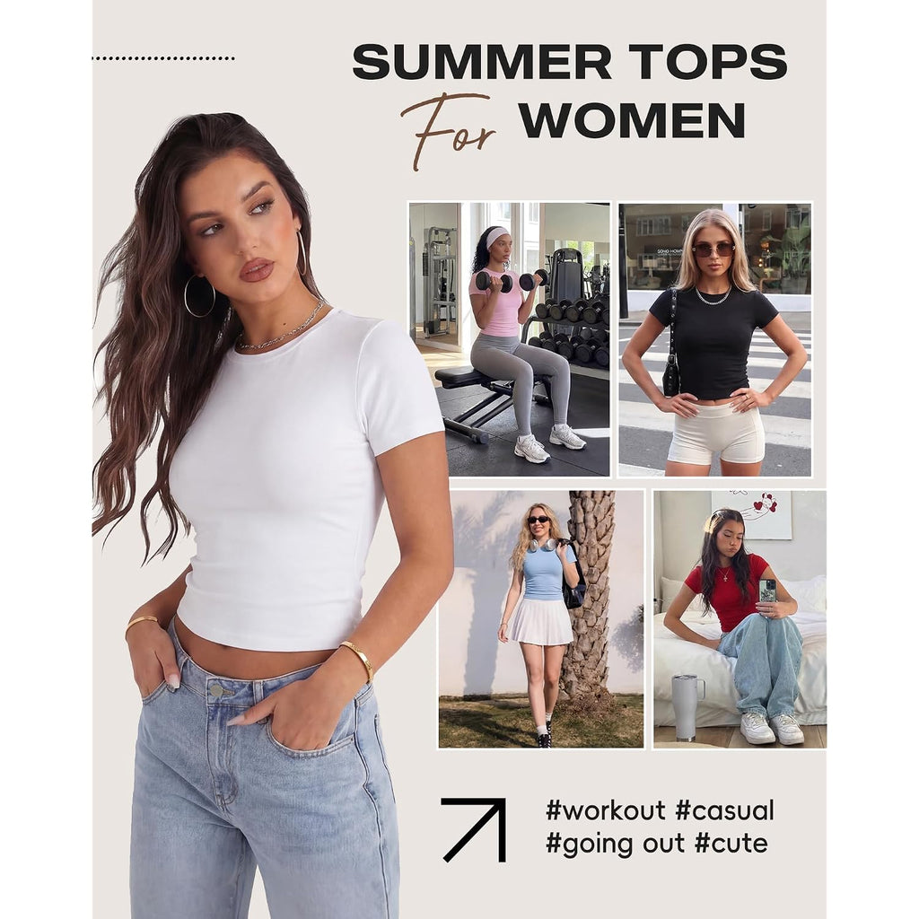 Gayhay Shirts For Women - Slim Fit Short Sleeve Crop Top Crew Neck Casual Basic Tees Spring Summer Fashion Clothing 2026