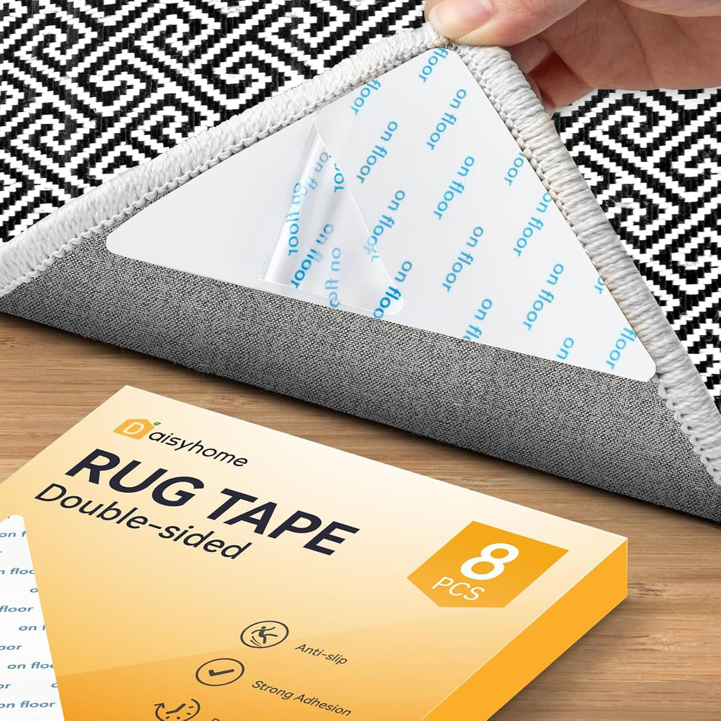 Rug Tape, Rug Pad Gripper For Hardwood Floors, Double Sided Adhesive Carpet Tape, Reusable Anti Slip Rug Grips For Area Rugs To Keep Rug Corners Flat (12, Triangle)
