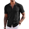 Coofandy Men'S Knit Shirts Short Sleeve Button Down Polo Shirt Fashion Casual Summer Beach Shirts