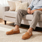 Men'S Slippers Indoor Outdoor Warm Soft Plush Memory Foam House Slippers For Men Comfortable Bedroom Moccasin Slipper Non-Slip