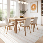 Nakagishi Area Rug Living Room Rugs: 5x7 Large Soft Machine Washable Boho Moroccan FarmNeutral Stain Resistant Indoor Floor Carpet for Bedroom Under Dining Table Home Office Decor-Cream Brown