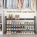 Linzinar Shoe Rack Long 3 Tier Metal Shoe Organizer Metal Wide Shoe Shelf For Closet Entryway Bedroom Large Capacity Black