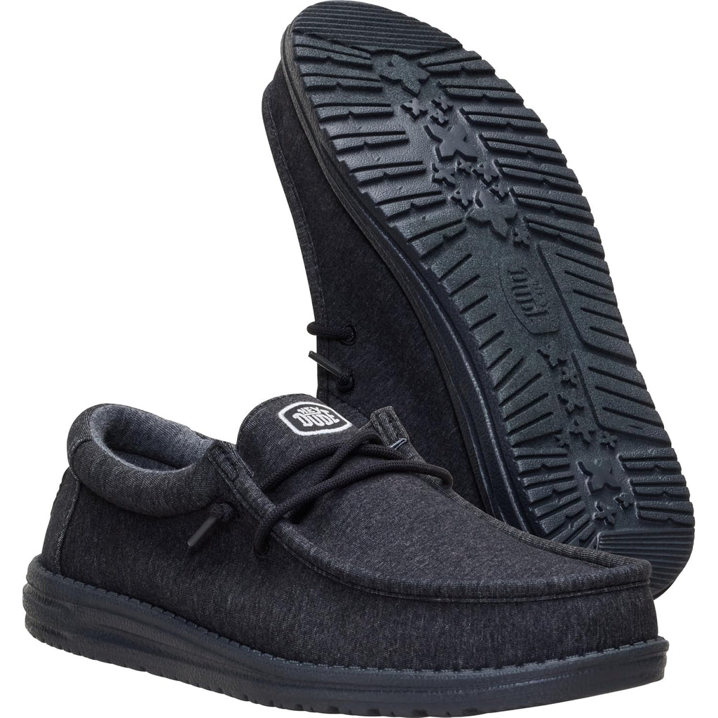 Heydude Men'S Wally Stretch Jersey Slip On Shoes | Lightweight Comfortable Travel Loafers With Elastic Laces