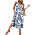Wiholl Summer Dresses For Women 2026 Button Front Sleeveless Casual Midi Dress Beach Vacation Sundresses With Pockets