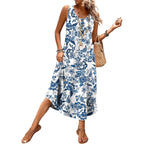 Wiholl Summer Dresses For Women 2026 Button Front Sleeveless Casual Midi Dress Beach Vacation Sundresses With Pockets
