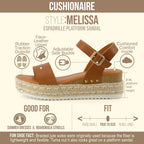 Cushionaire Melissa Espadrille Platform Sandals For Women With Adjustable Ankle Strap And Memory Foam Insole-Comfortable Womens Sandals For Summer