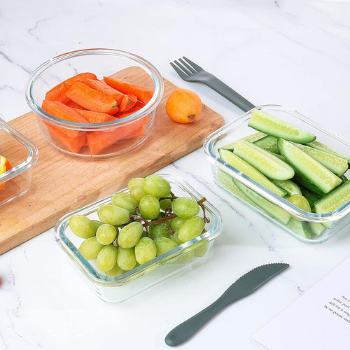 24 Pieces Glass Food Storage Containers Set, Meal Prep Containers, Bpa-Free Airtight Glass Storage Containers With Lids,Freezer, Microwave And Oven Safe,Gray