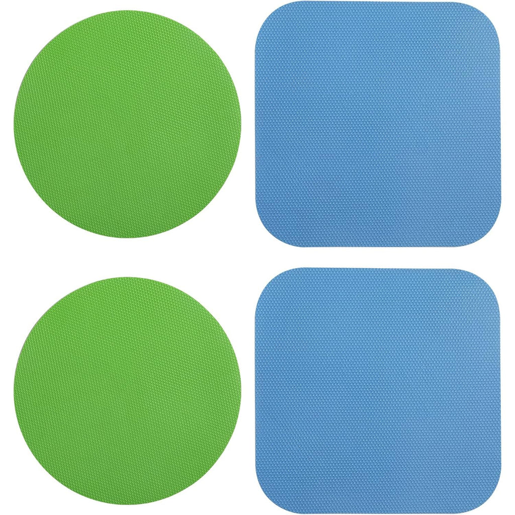 Luter 4Pcs Jar Opener, Rubber, Multi-Function Silicone Bottle Opener For Seniors With Weak Hands Lid Cap Gripper Pads Kitchen Coasters Gadgets(Light Blue, Green)