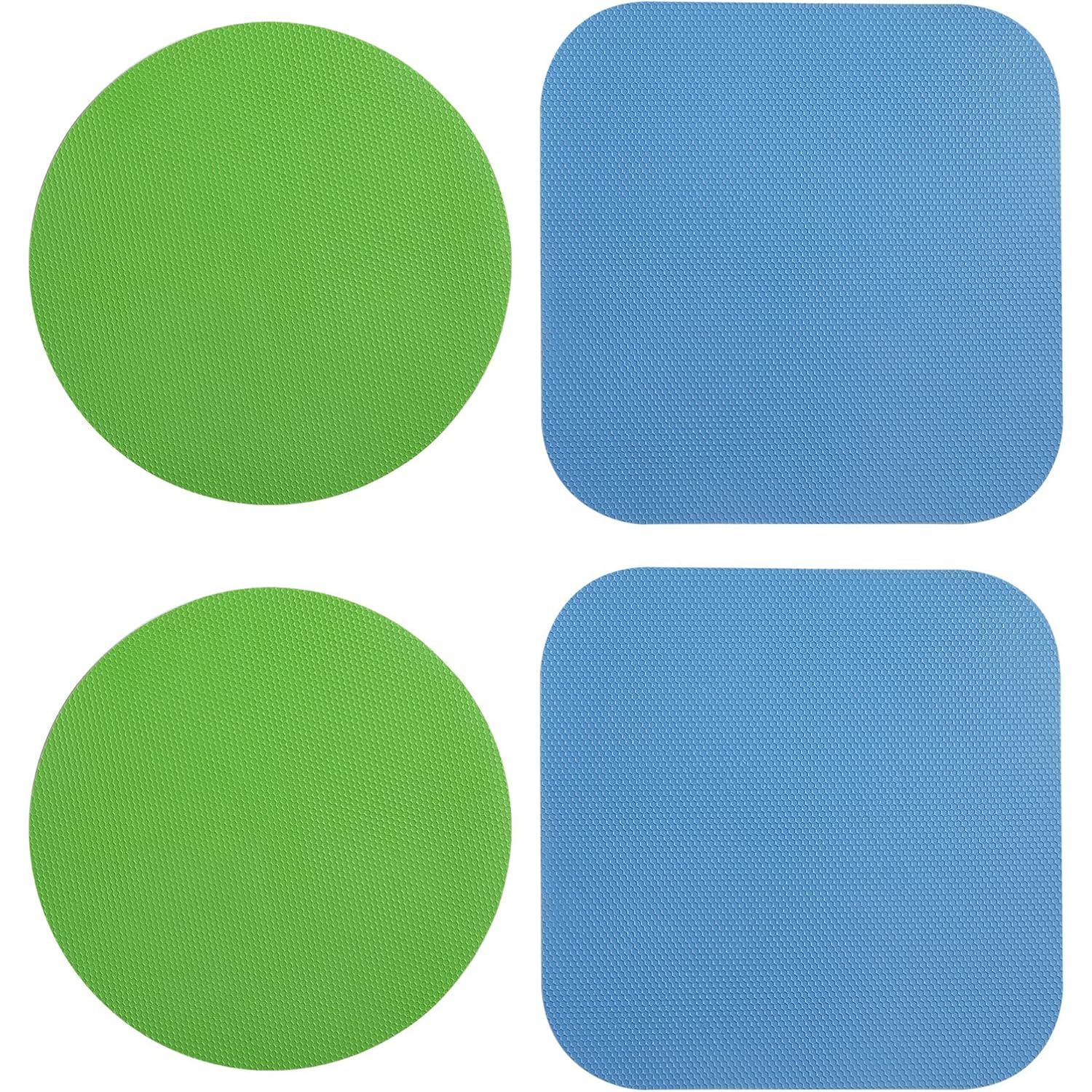 Luter 4Pcs Jar Opener, Rubber, Multi-Function Silicone Bottle Opener For Seniors With Weak Hands Lid Cap Gripper Pads Kitchen Coasters Gadgets(Light Blue, Green)