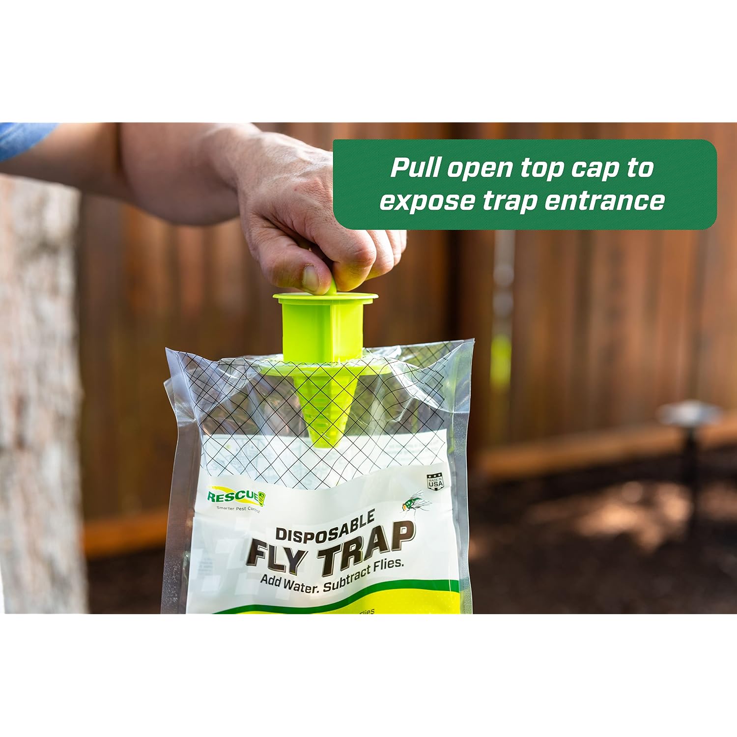 Rescue! Outdoor Disposable Fly Trap – Hanging Fly Catcher With Attractant Bait, Fly Bag For Patio, Yard, Trash & Farm Areas – Easy-To-Use Outdoor Fly Control - 5 Traps