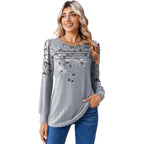 Long Sleeve Shirts for Women Casual Fall Fashion Crewneck Pleated Tunic Tops Work Outfit Blouse