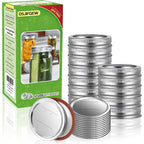 Canning Lids And Rings Regular Mouth, 24Pcs Split Type Metal Mason Jar Lids With Bands For Regular Mouth Ball, Kerr Jars - Food Grade With Silicone Airtight Seal Small Canning Lids (70Mm)