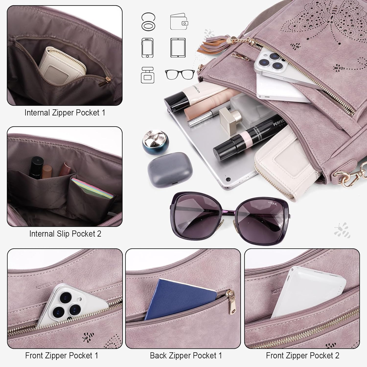 KITEVIUN Medium Crossbody Bags for Women Trendy, Women's Butterfly Shoulder Handbags with Tassel