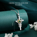Iefil Mothers Day Gifts for Wife Mom - Sunflower Cross Necklace, 925 Sterling Silver Birthstone Necklace for Women Wife Mom