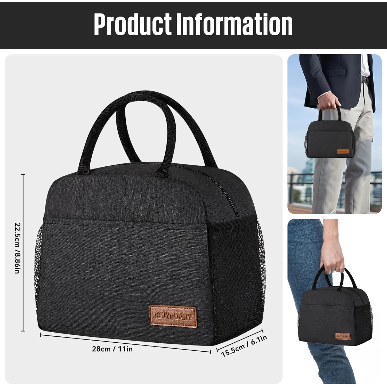douyadady Lunch Bag Women/Men Lunch Box Women/Men (black)