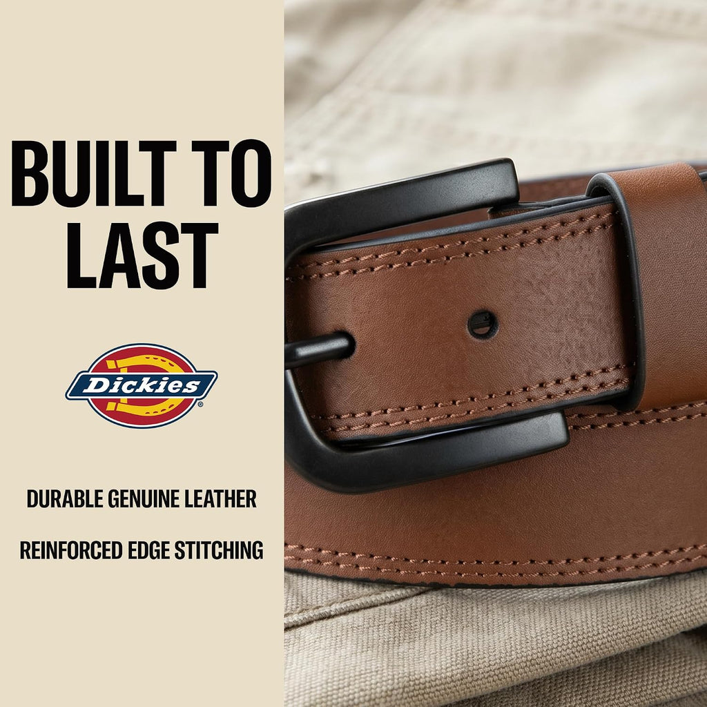 Dickies Mens Genuine Leather Belt – Durable Casual Style, Regular & Big And Tall Sizes