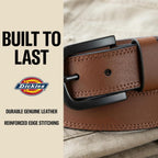 Dickies Mens Genuine Leather Belt – Durable Casual Style, Regular & Big And Tall Sizes