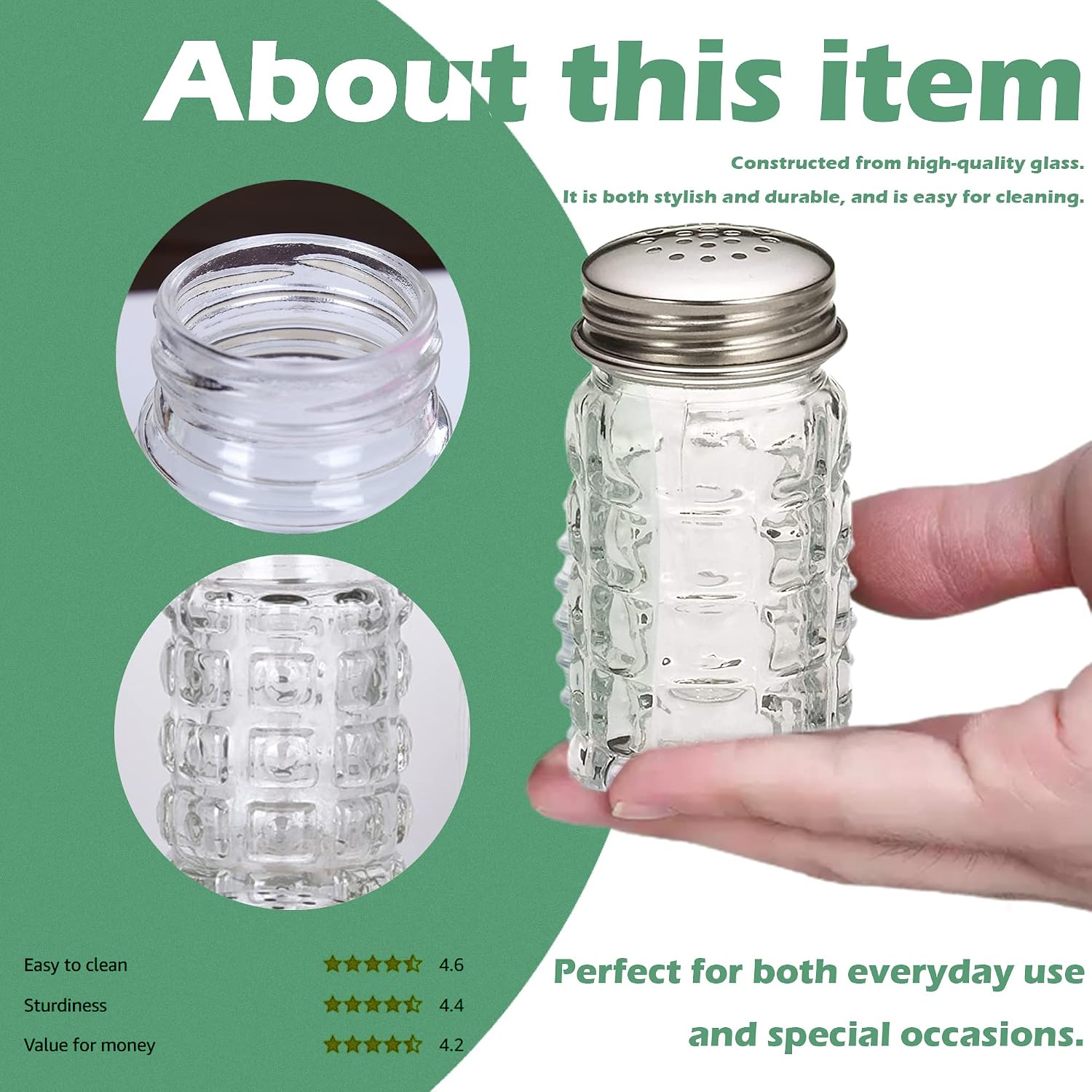Retro Style Salt And Pepper Shakers With Stainless Tops (2)