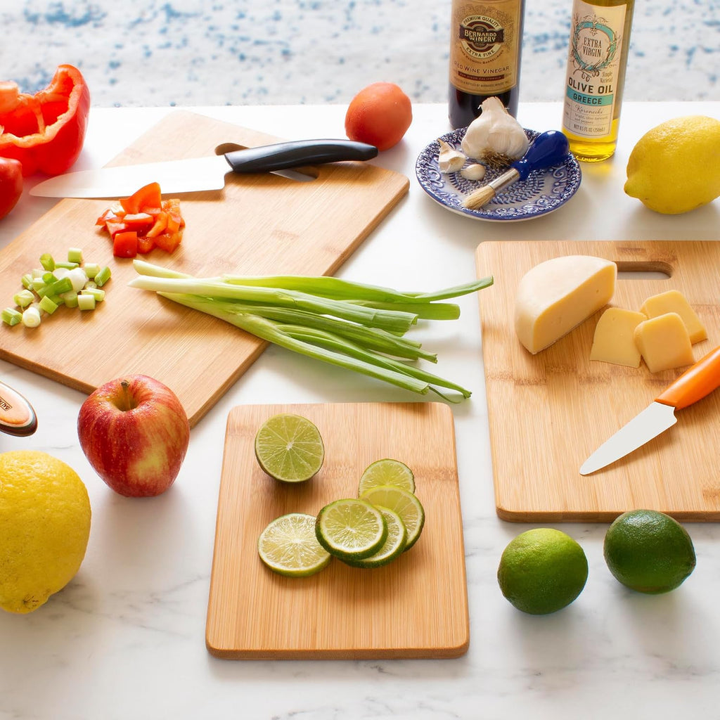 Totally Bamboo Cutting Board Set, 3 Reversible Cutting Boards For Kitchen | Small, Medium & Large Bamboo Boards For Everyday Meal Prep. Smooth, Knife-Friendly Surface For Meat, Produce, Cheese & Bread.