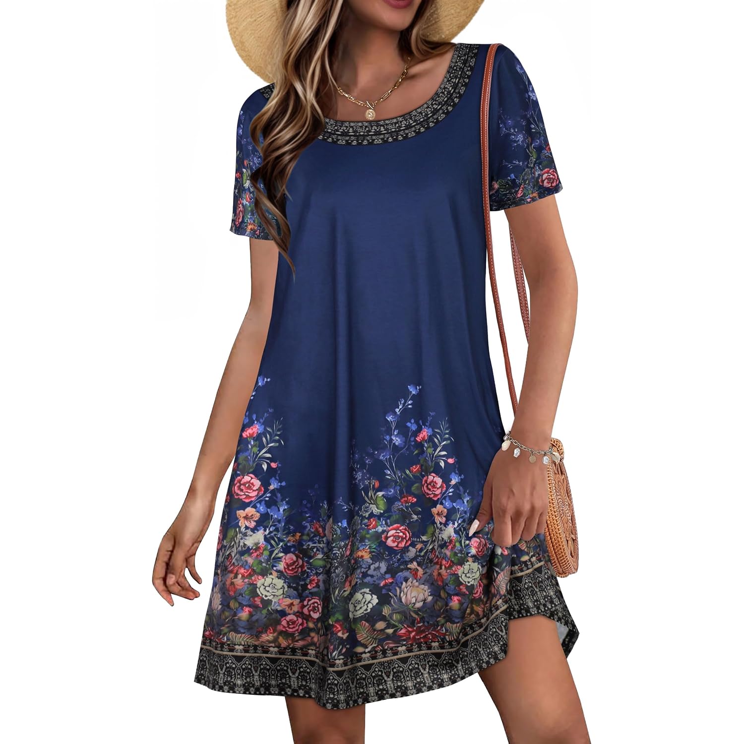 Joligal Summer Dresses For Women Casual Short Sleeve Sundress Scoop Neck Beach T Shirt Dress With Pockets 2026