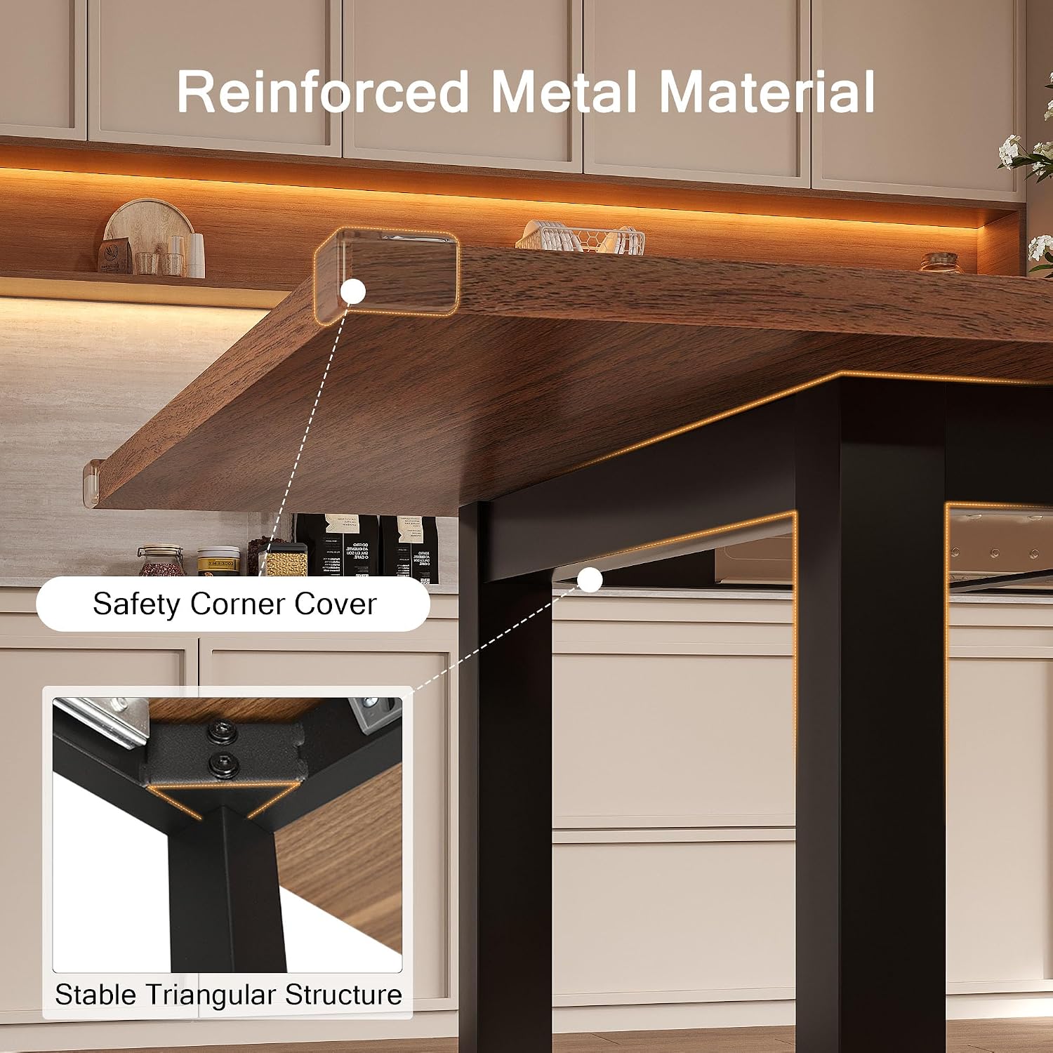 Extendable Dining Table For 4-6, 63" Modern Kitchen Table, Farmhouse Dining Room Tables For Dining, Kitchen, Office, Living Room, Rectangular Wooden Tables, Space Saving (Walnut)