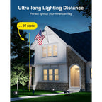 Solar Spot Lights Outdoor Waterproof For Flag, Palm Tree, Pole, Sign, Statue, Mailbox, Bright Led Outside Landscape Flood Spotlights For Accent Uplighting Yard, Garden, House, Backyard, Patio