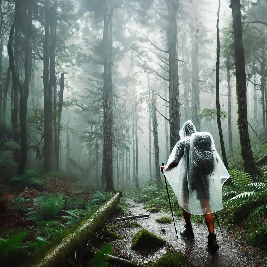 Zeno Disposable Rain Ponchos For Adults - Clear With Hood, Compact Emergency Ponchos For Hiking, Camping, Travel