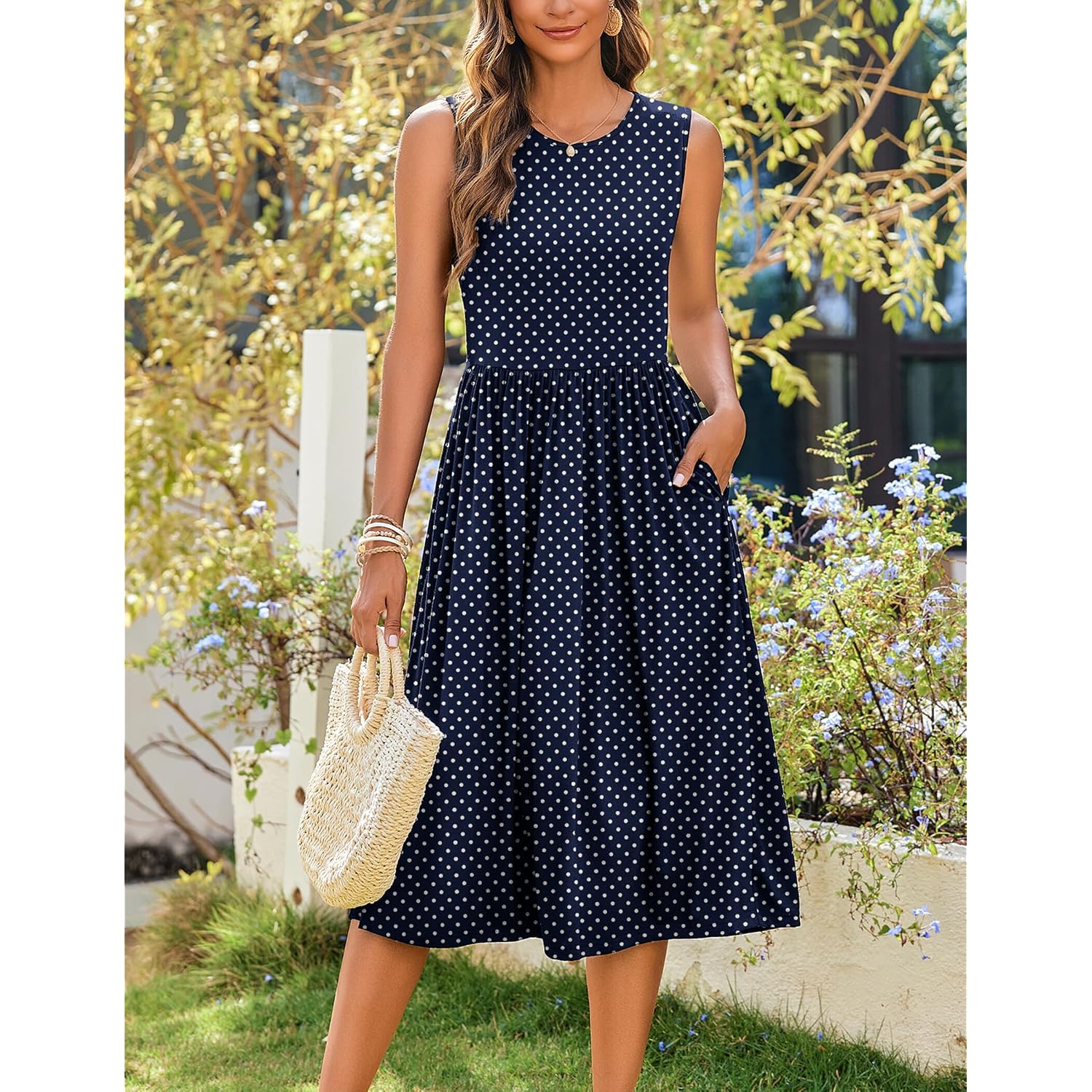 Zeagoo Women'S Summer Tank Midi Dress With Pockets Floral Sleeveless A-Line Casual Loose T-Shirt Dresses Beach Sundress 2026